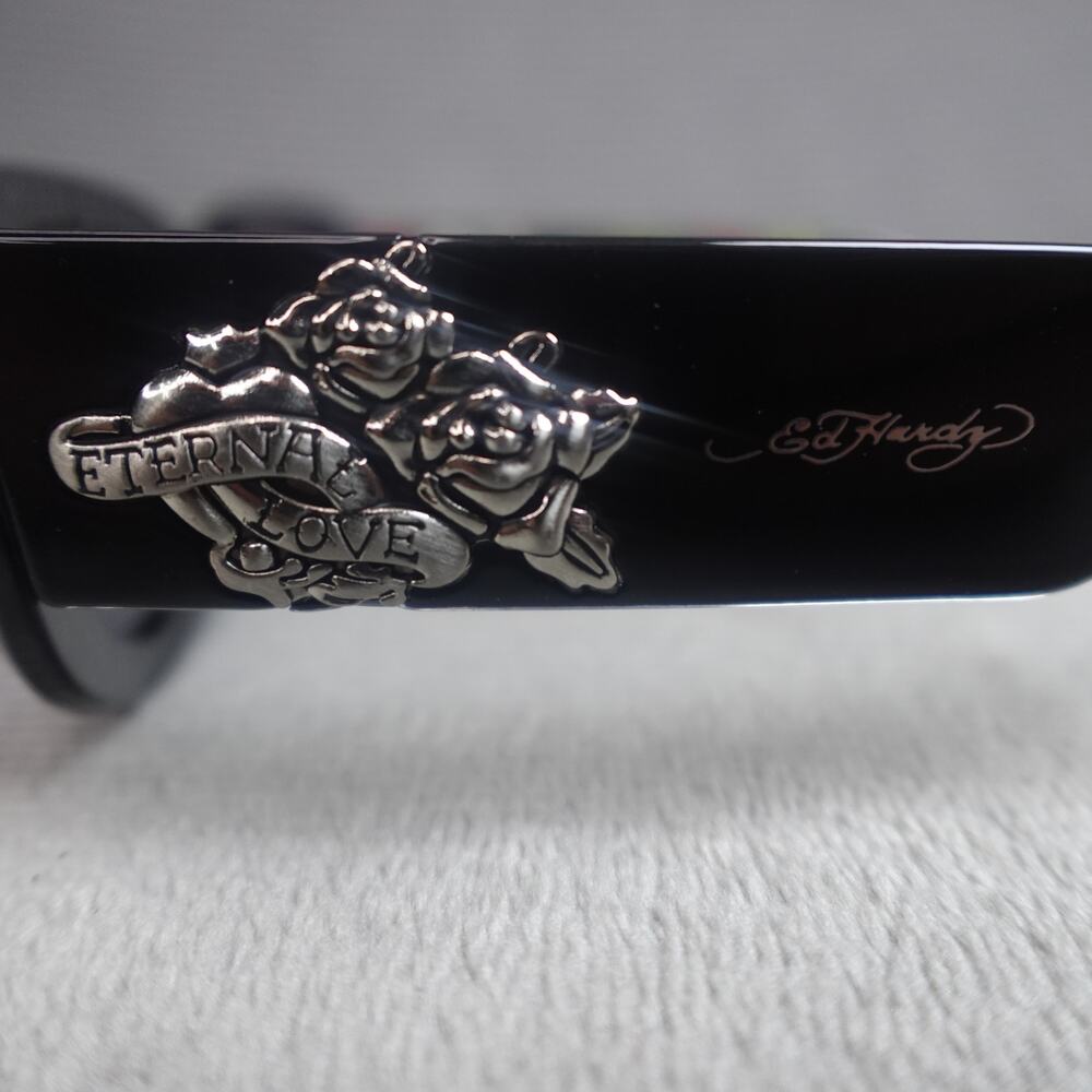 Ed Hardy Ed Kabuki Sunglasses Black UV400 Eternal Love NEW - Picture 9 of 16